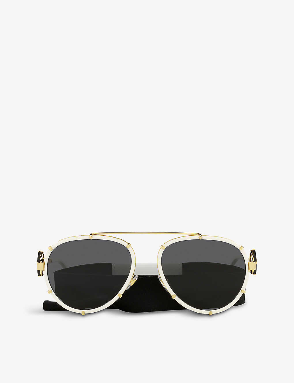 Versace Womens White Ve2232 Logo-engraved Aviator Sunglasses