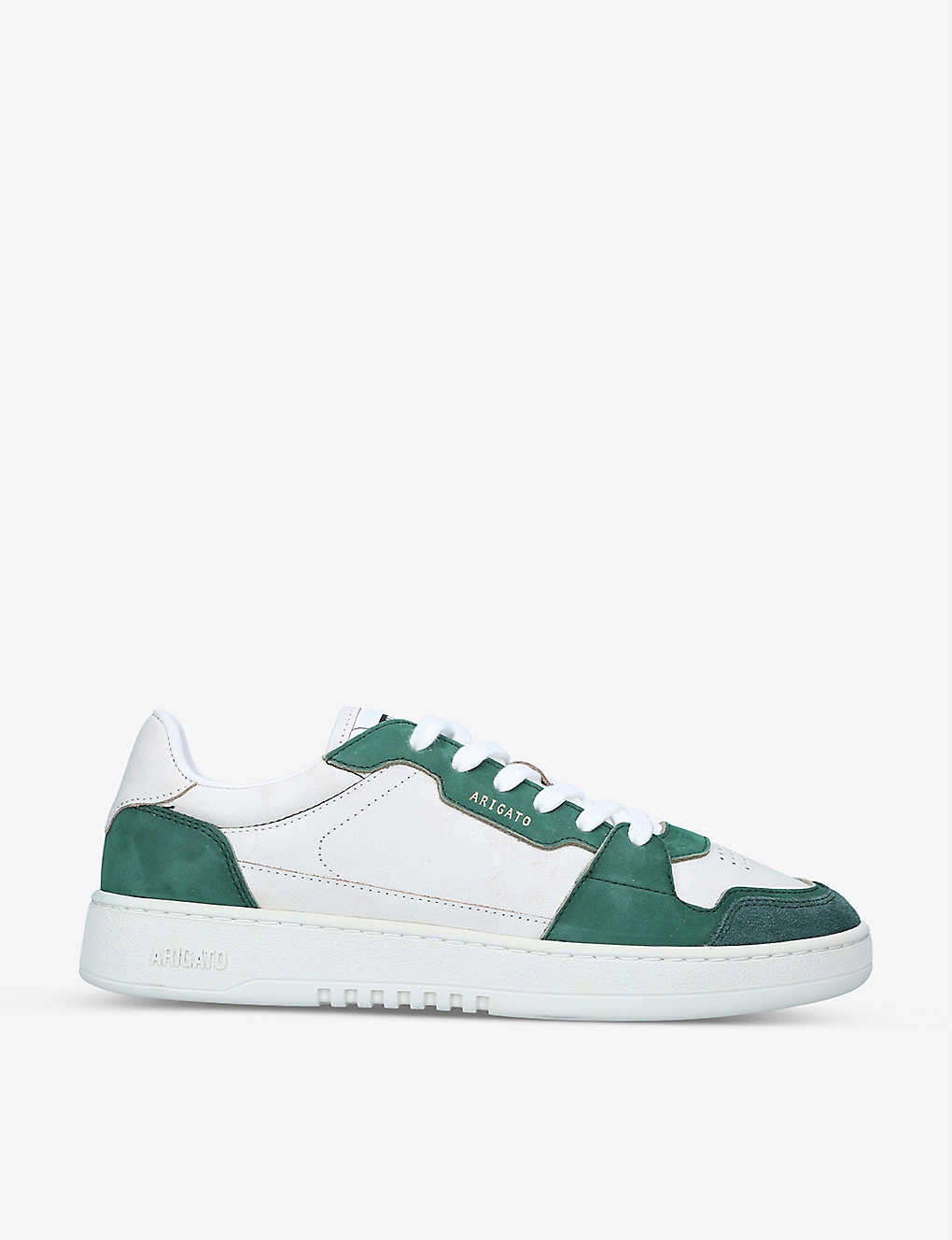 Shop Axel Arigato Men's Green Comb Dice Leather And Suede Low-top Trainers
