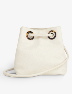 Whistles Womens White Mabel Grained Leather Shoulder Bag 1 Size