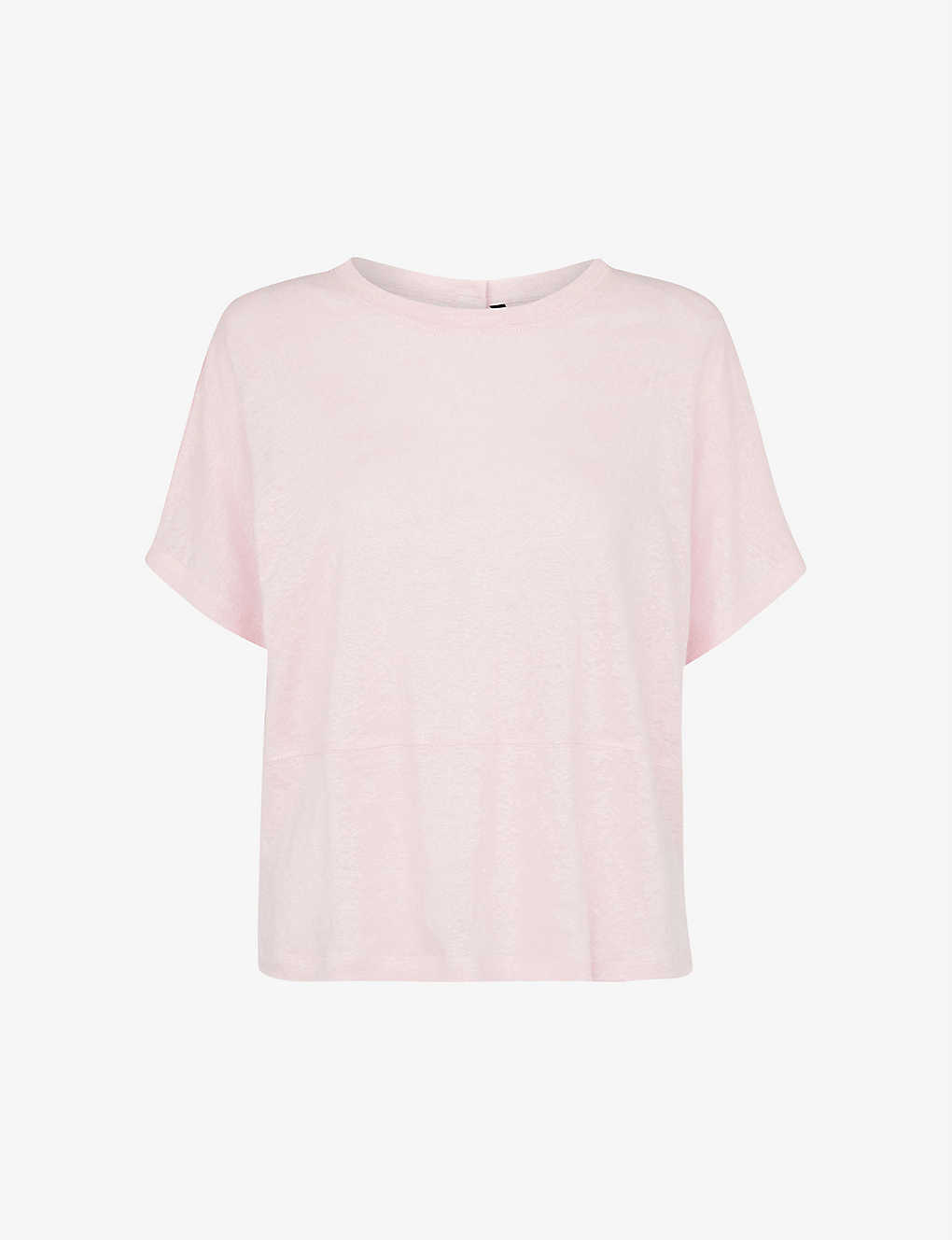 Whistles Womens Pale Pink Button-back Relaxed-fit Linen T-shirt Xs