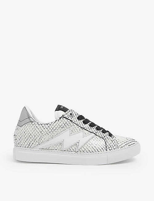 ZADIG&VOLTAIRE: ZV1747 Keith snakeskin-effect low-top leather trainers