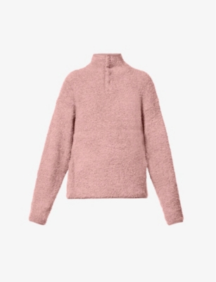 Cozy high-neck boucle knitted jumper