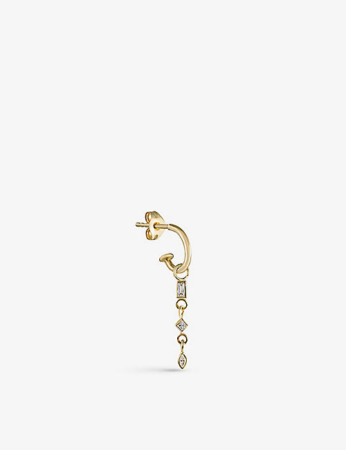 THE ALKEMISTRY: Métier by Tomfoolery 9ct yellow-gold and 0.11ct diamond single drop earring