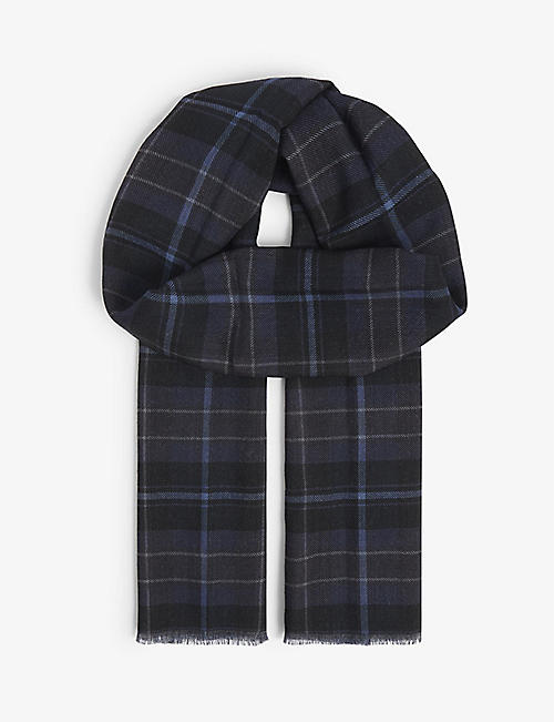 ETON: Check-print virgin wool scarf