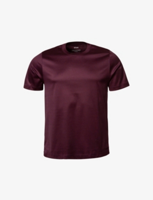 Eton Mens Dark Red Slim-fit Cotton-jersey T-shirt