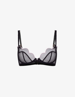 AGENT PROVOCATEUR Molly lace-trimmed stretch-silk satin underwired bra