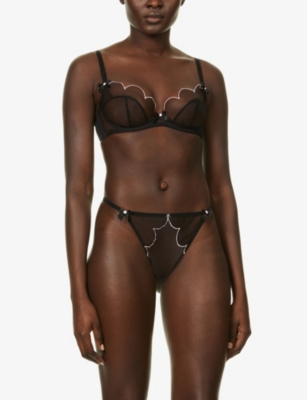 AGENT PROVOCATEUR: Lorna mid-rise stretch-mesh thong
