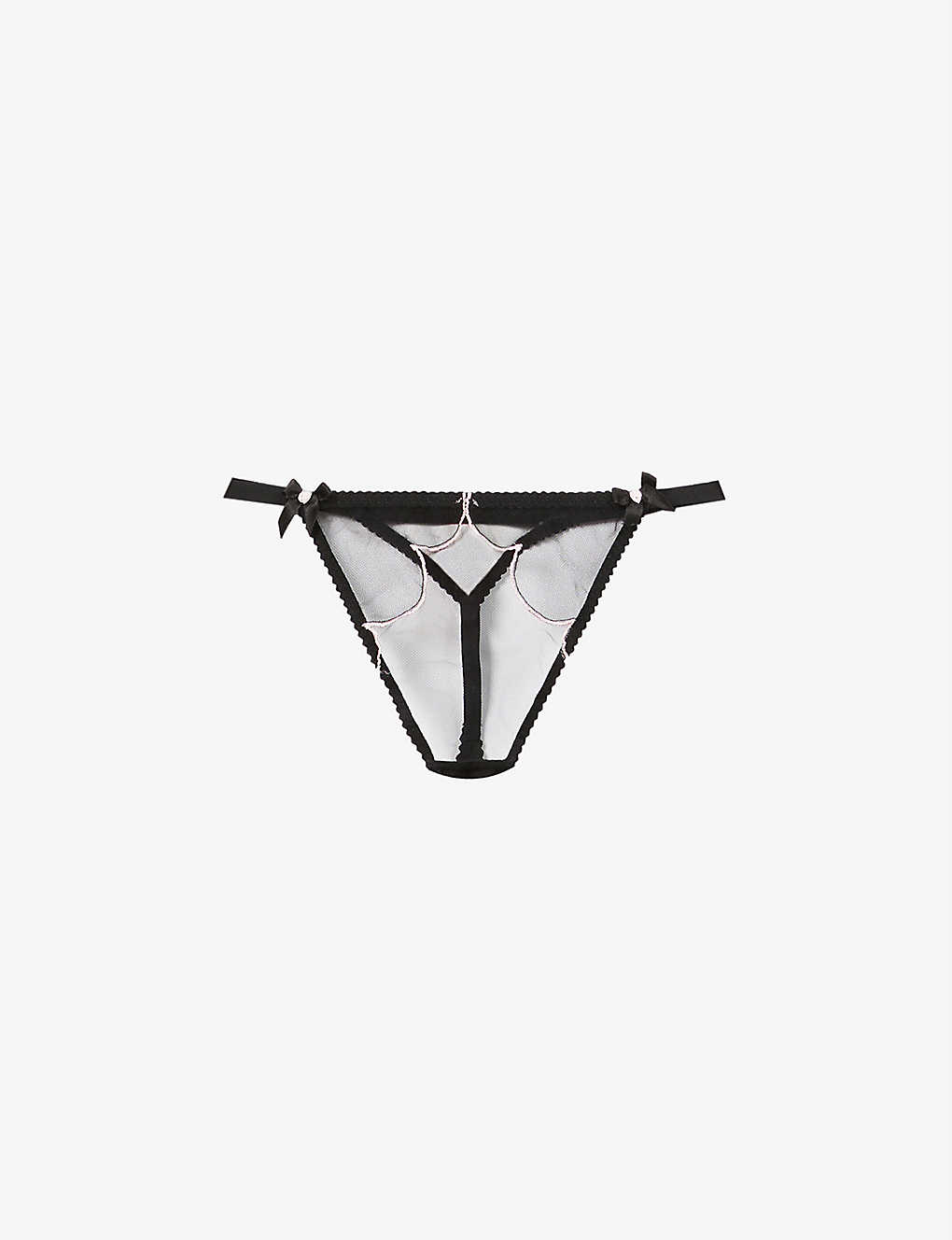 Agent Provocateur Lorna Mid-rise Stretch-mesh Thong In Black/pink