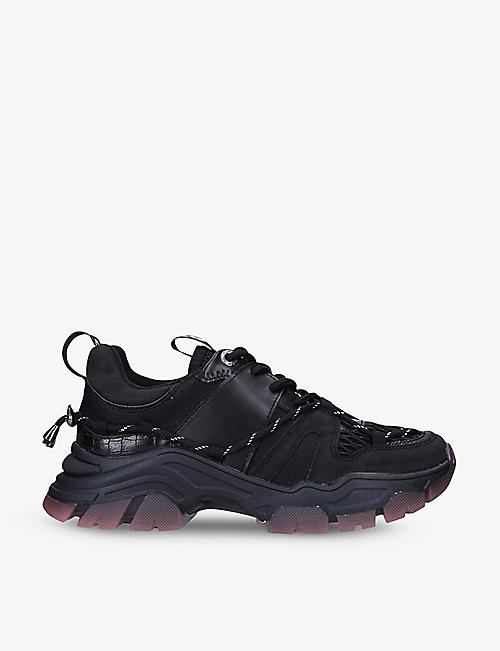 KG KURT GEIGER: Limitless chunky-soled vegan leather and mesh trainers