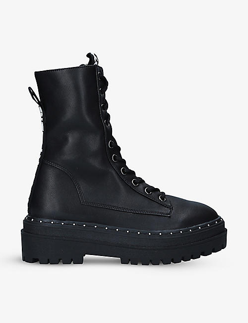 KG KURT GEIGER: Tread embellished vegan leather ankle boots
