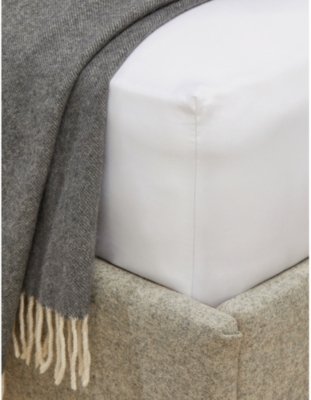 The White Company White Somerton Cotton Double Deep Fitted Sheet 190cm X 140cm In White