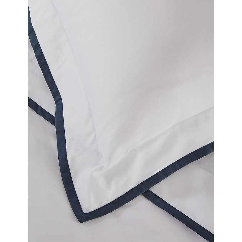 Shop The White Company White/navy Somerton Standard Cotton Pillowcase 75cm X 50cm