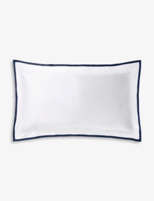 The White Company White/vy Somerton Standard Cotton Pillowcase 75cm X 50cm In White/navy