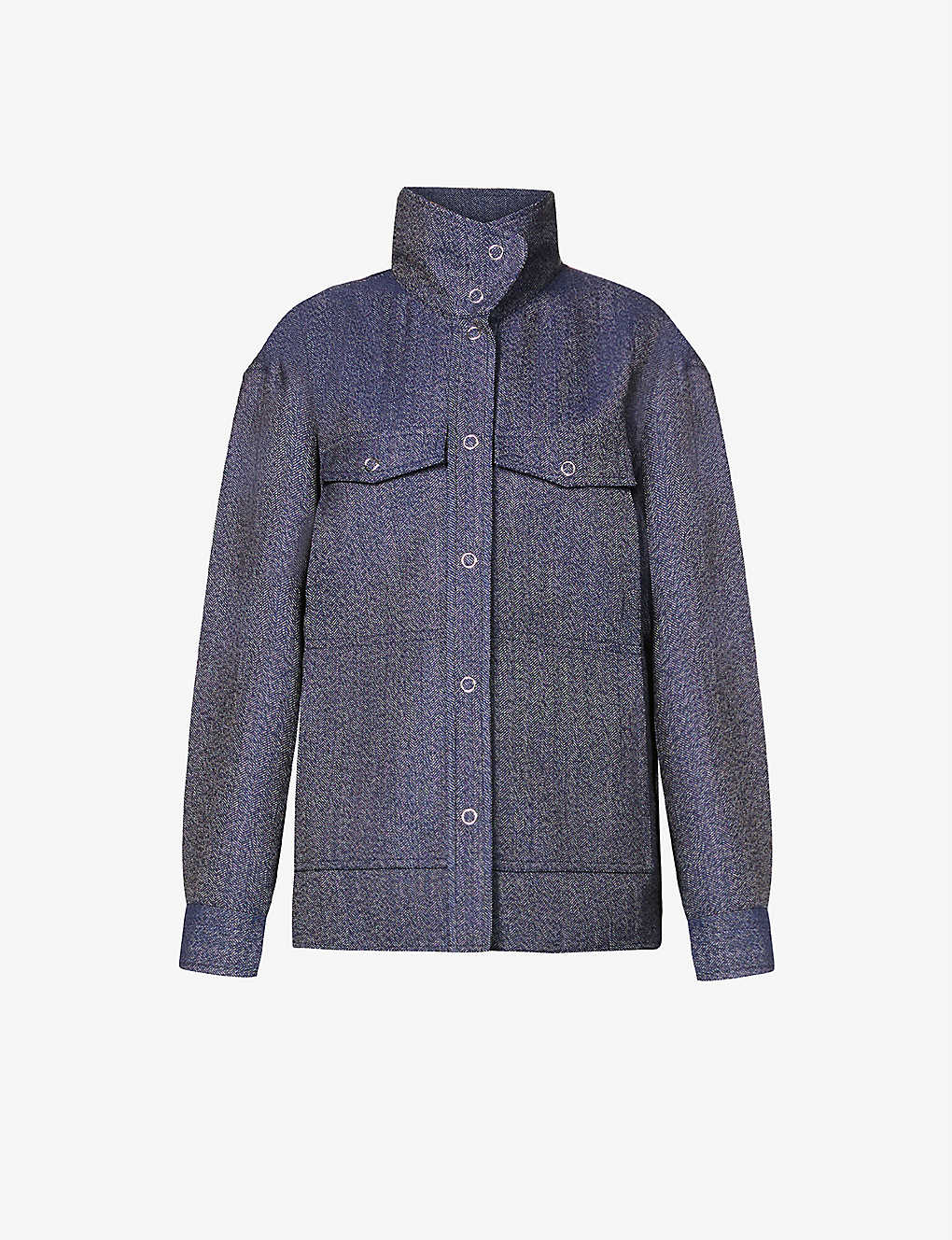 High-neck herringbone woven shirt(9385832)