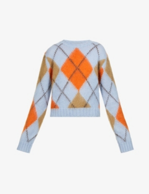 Argyle-pattern relaxed-fit knitted jumper(9321145)
