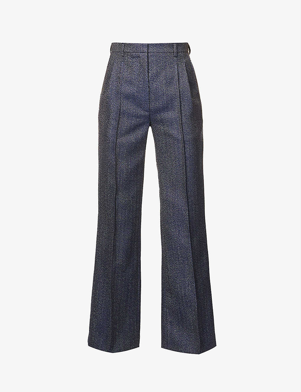 Herringbone flared high-rise woven trousers(9385796)