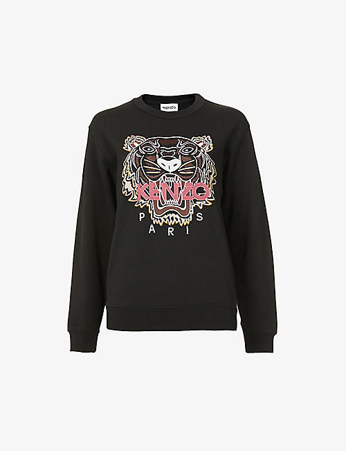 KENZO: Tiger-print relaxed-fit cotton-jersey sweatshirt