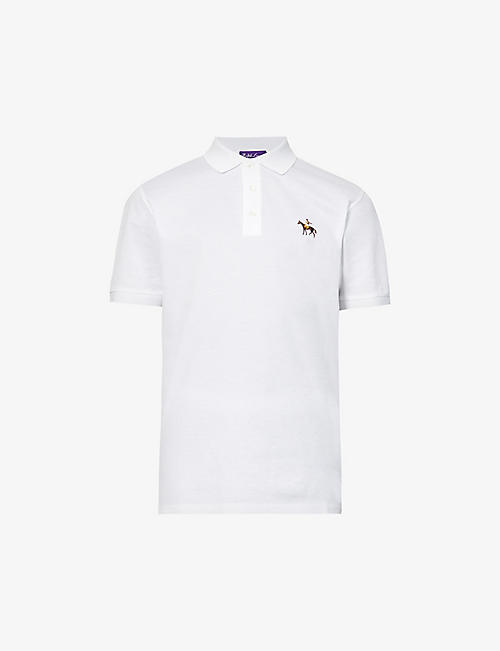 RALPH LAUREN PURPLE LABEL: Logo-embroidered cotton-piqué polo shirt
