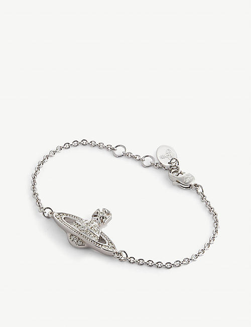 VIVIENNE WESTWOOD JEWELRY: Mini Bas Relief silverl-tone and Swarovski crystal chain bracelet