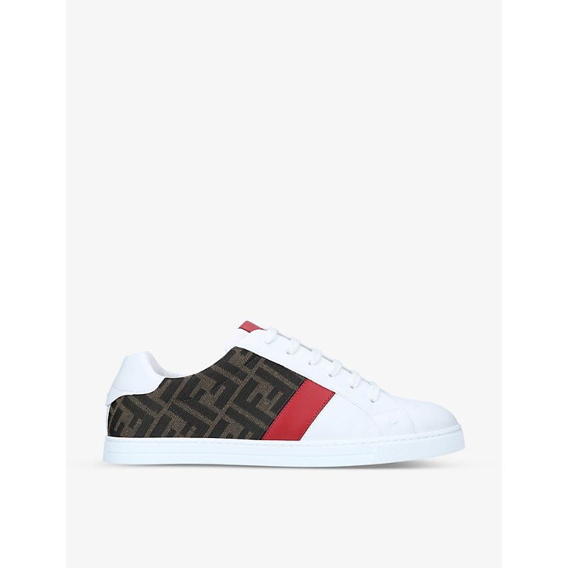 Fendi LOGO-PRINT LOW-TOP LEATHER TRAINERS