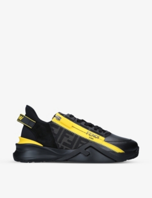 FENDI Flow logo print zipped leather trainers