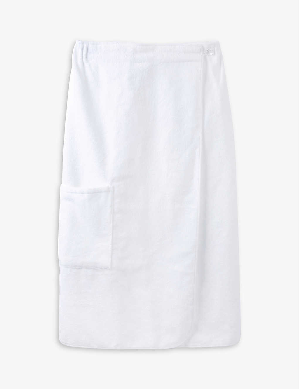 The White Company Womens White Patch Pocket Button-fastened Organic Terry-cotton Wrapped Towel Large