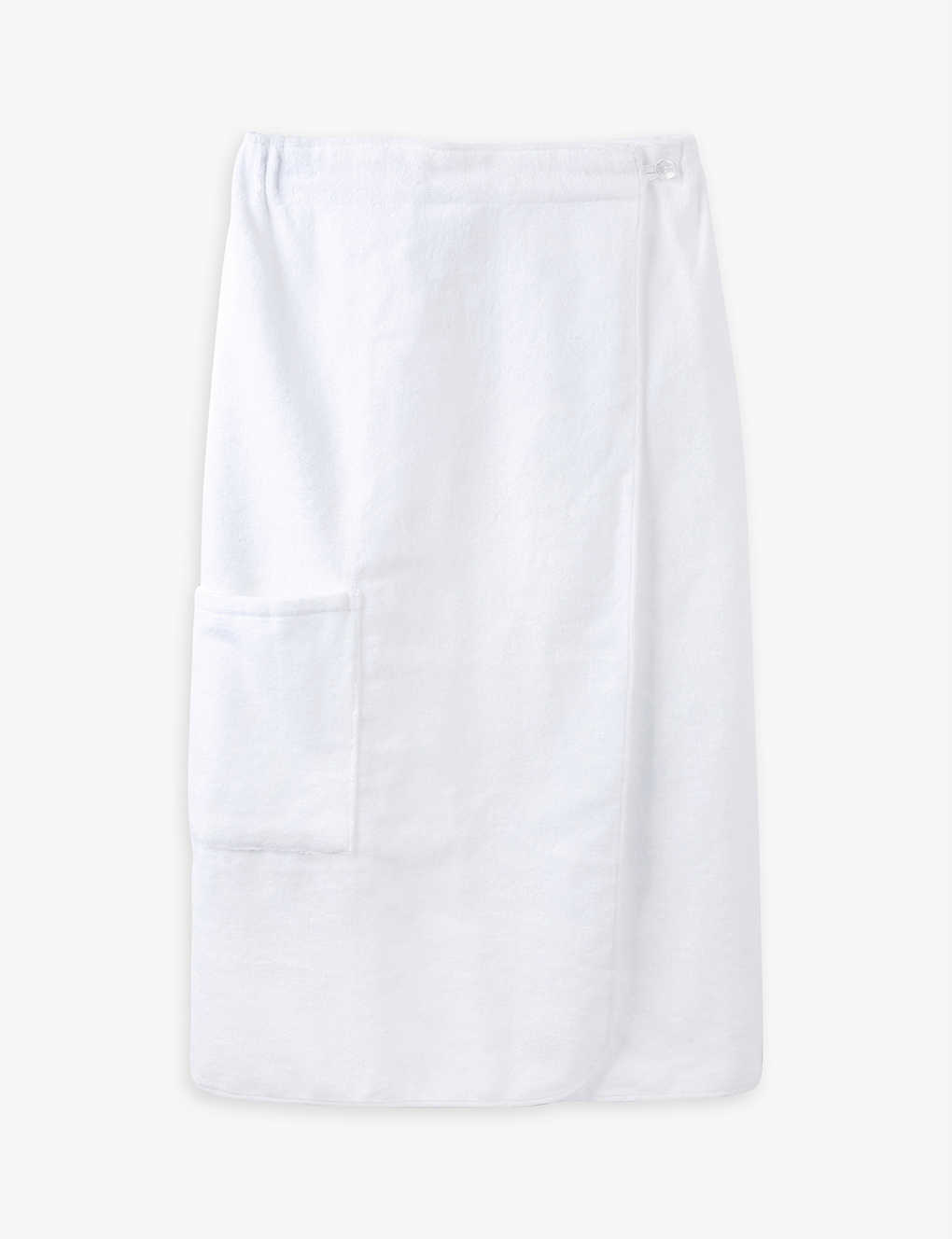 The White Company Womens White Patch Pocket Button-fastened Organic Terry-cotton Wrapped Towel Mediu