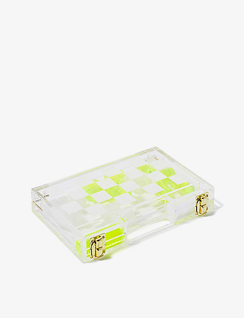 SUNNYLIFE: Chess and Checkers travel-sized lucite board game