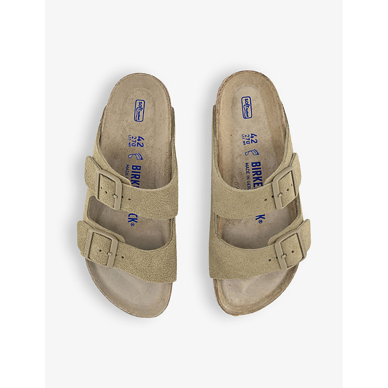 Shop Birkenstock Men's Faded Khaki Arizona Double-strap Suede Sandals