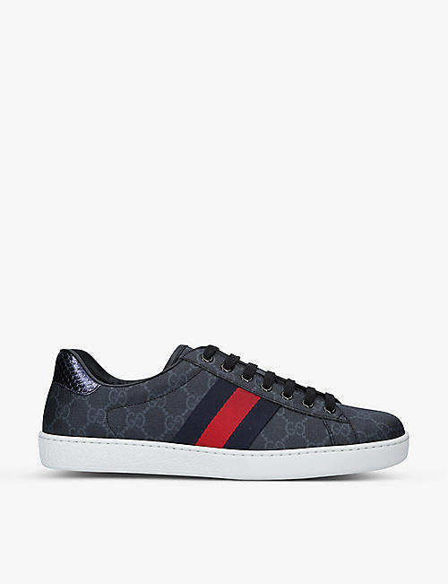 GUCCI: Men's New Ace GG-pattern canvas low-top trainers