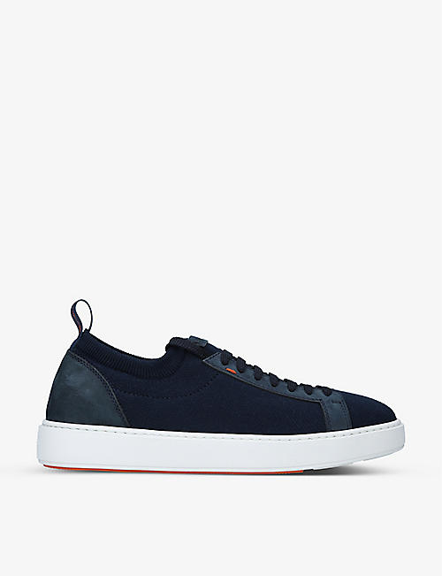 SANTONI: Tech-knit and leather trainers