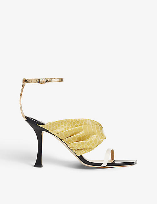 JIMMY CHOO: Ocean 90 snakeskin-embossed leather heeled sandals
