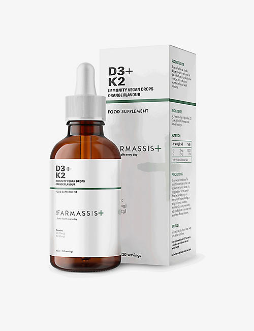 FARMASSIS+：维他命 D3 和 K2 素食滴剂 60 毫升