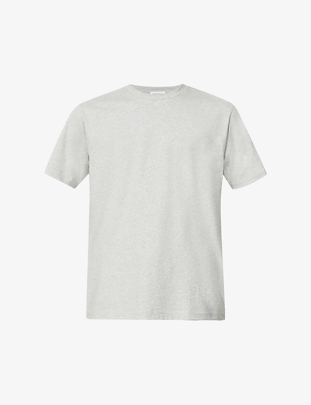 Shop Sunspel Men's Grey Melange Classic Cotton-jersey T-shirt