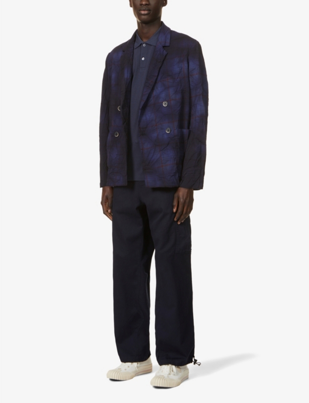 Short-sleeved cotton- piqué polo shirt