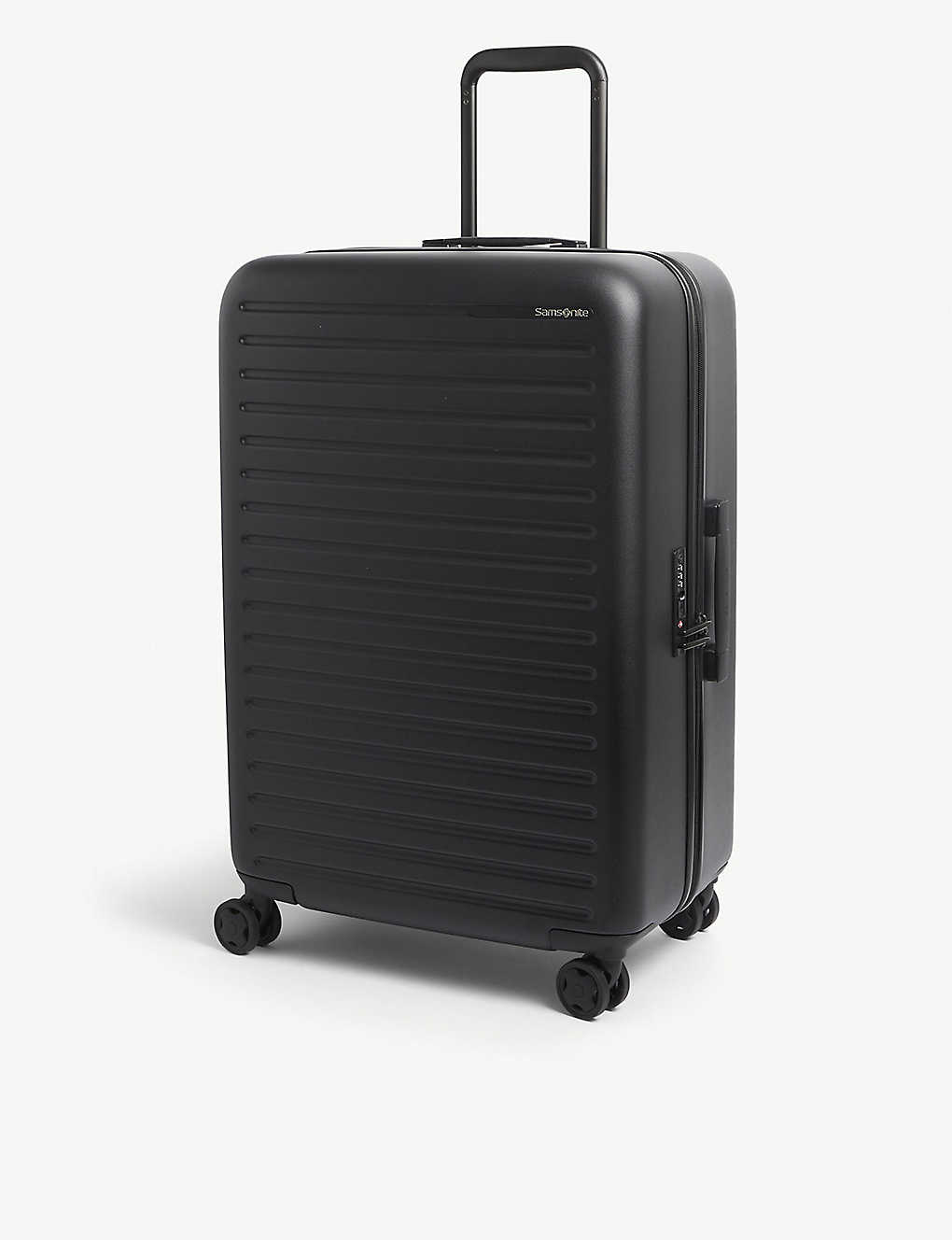 Samsonite Stackd Spinner Four-wheel Recycled-plastic Suitcase 68cm In Black