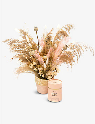 YOUR LONDON FLORIST: Happy Space potted dried bouquet and candle gift set