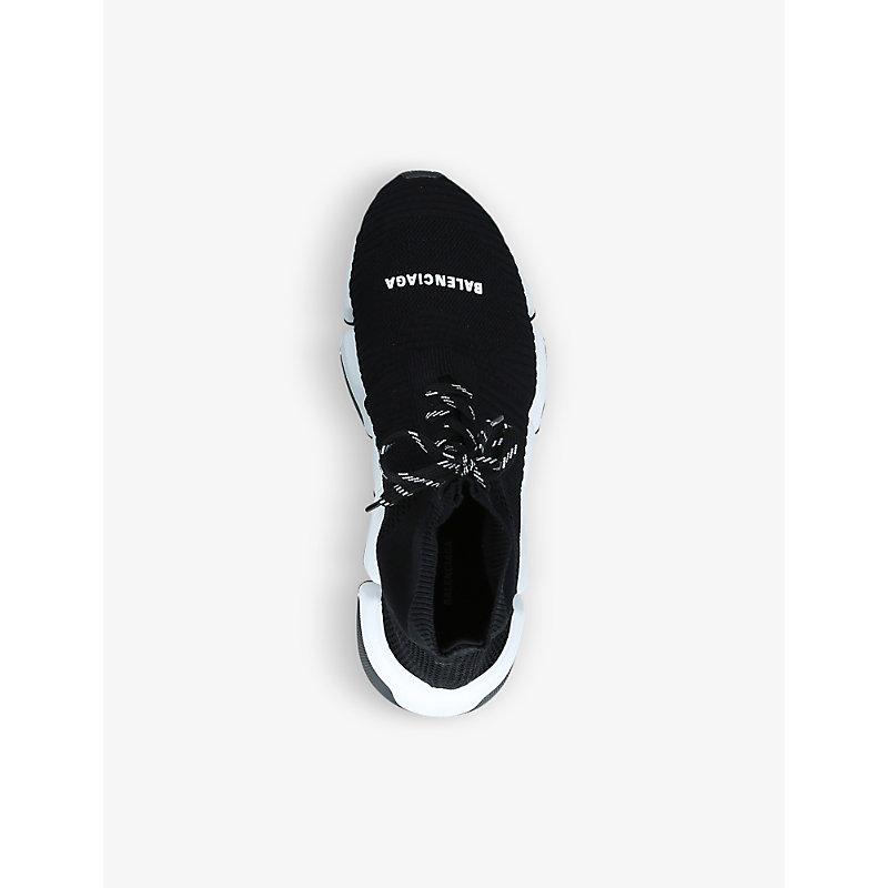 Shop Balenciaga Men's Speed 2.0 Lace-up Stretch-knit Trainers In Blk/white