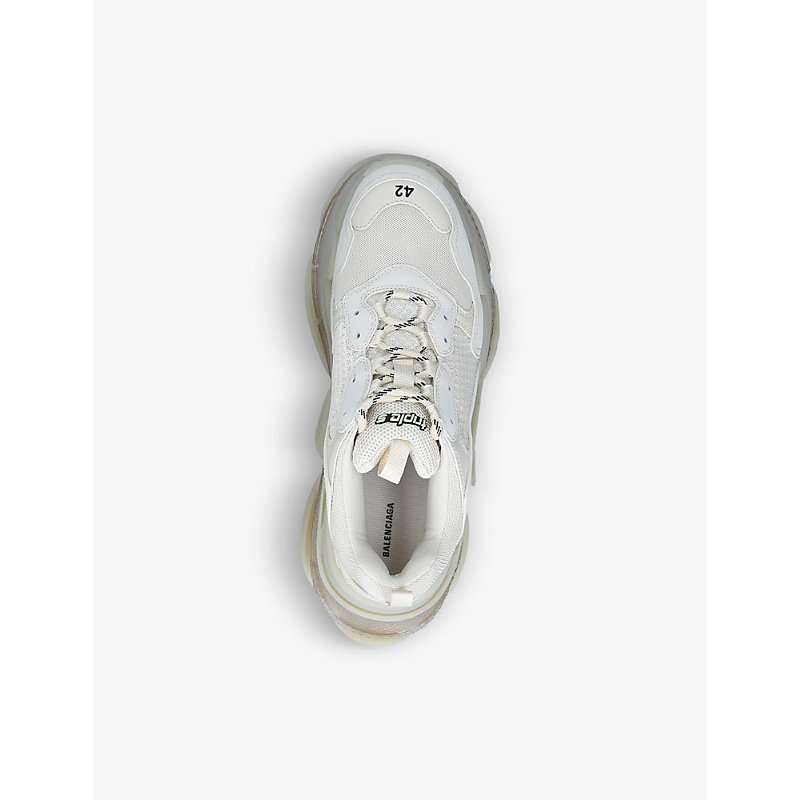 Shop Balenciaga Men's Triple S Sole Faux-leather And Mesh Trainers In White