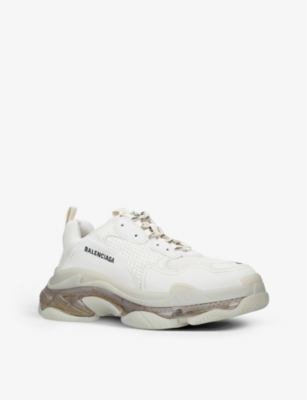 BALENCIAGA Men's Triple S Clear Sole faux-leather and mesh trainers