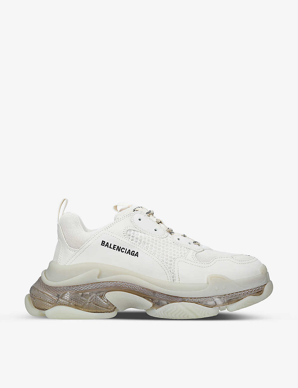 Balenciaga Men's White Men's Triple S Clear Sole Faux-leather And Mesh Trainers