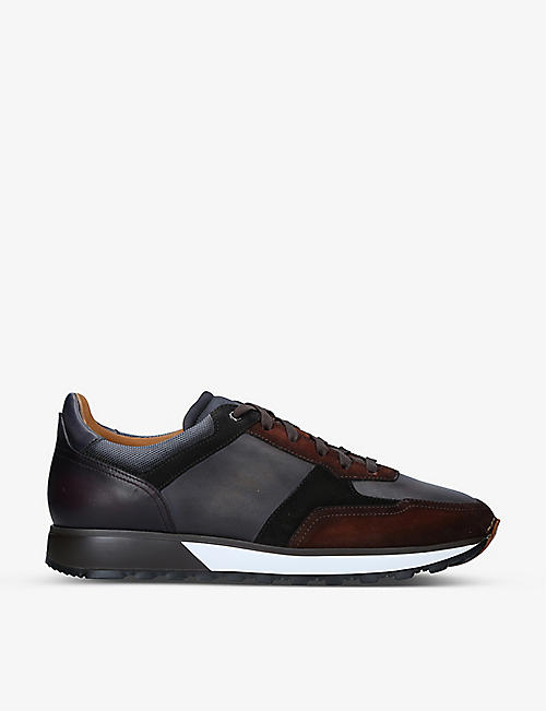 MAGNANNI: Mugronlow-top leather and suede trainers