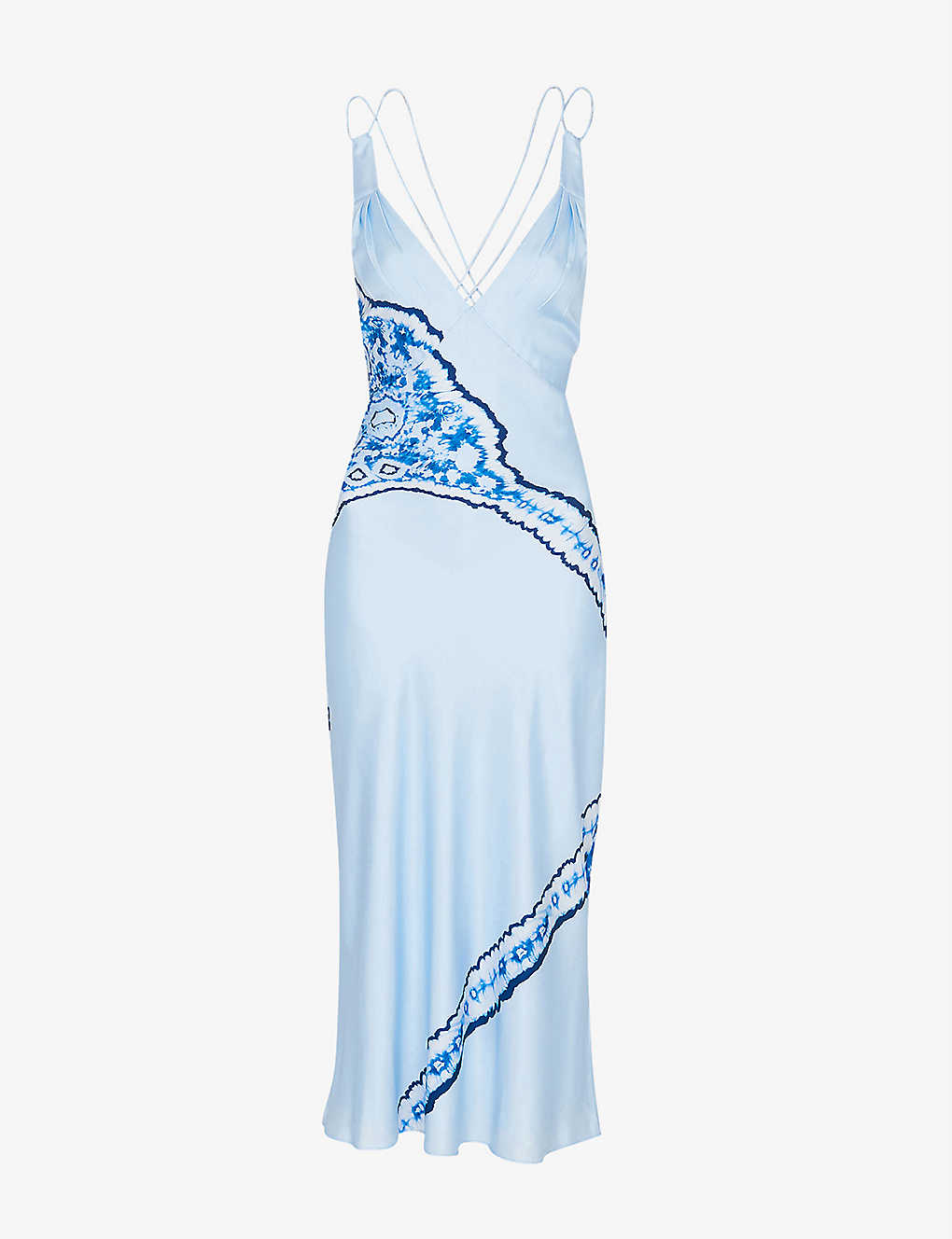 Whistles Tie-dye Bias-cut Silk Midi Dress In Blue