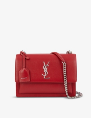 Saint Laurent Sunset Medium Leather Shoulder Bag In Rouge Eros