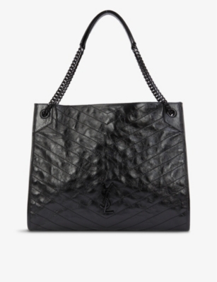 Saint Laurent Womens Black Niki Large Leather Shoulder Bag In Black