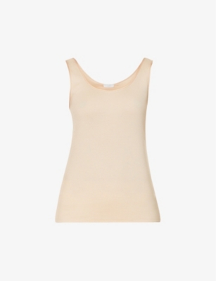 Shop Hanro Women's Beige Seamless Cotton-jersey Vest Top In Nude (lingerie)