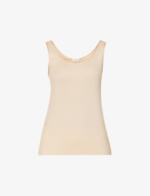 HANRO HANRO WOMENS BEIGE SEAMLESS COTTON-JERSEY VEST TOP,46045052