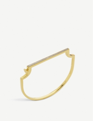 MONICA VINADER: Signature skinny 18ct yellow gold-plated vermeil and  0.35ct white-diamond bangle bracelet