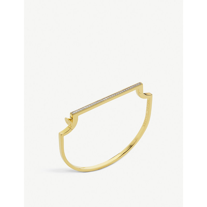 Monica Vinader Signature Skinny 18ct Yellow Gold-plated Vermeil And 0.35ct White-diamond Bangle Bracelet