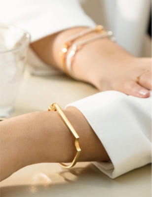 Monica Vinader Signature Skinny 18ct Yellow Gold-plated Vermeil Bangle Bracelet In Gold